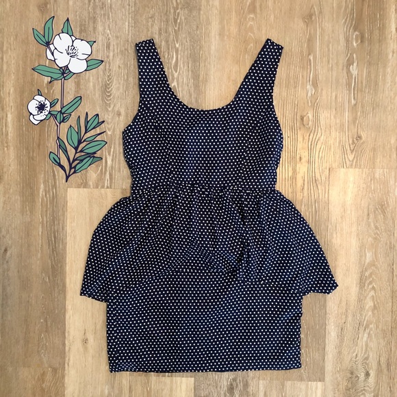 Polka Dot Peplum Dress - Picture 1 of 3